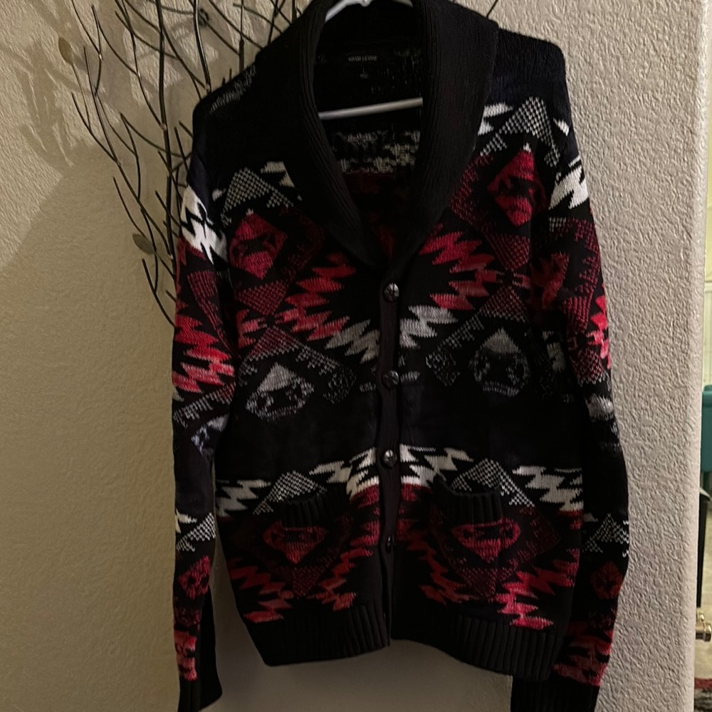 Adam Levine Collection Black and Red Cardigan Sweater